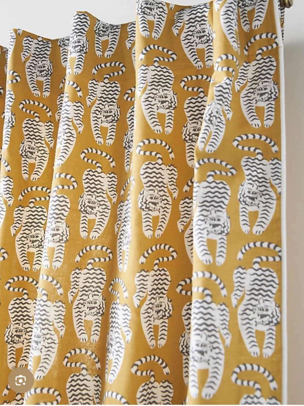 Anthropologie Cotton Printed Tiger Curtain